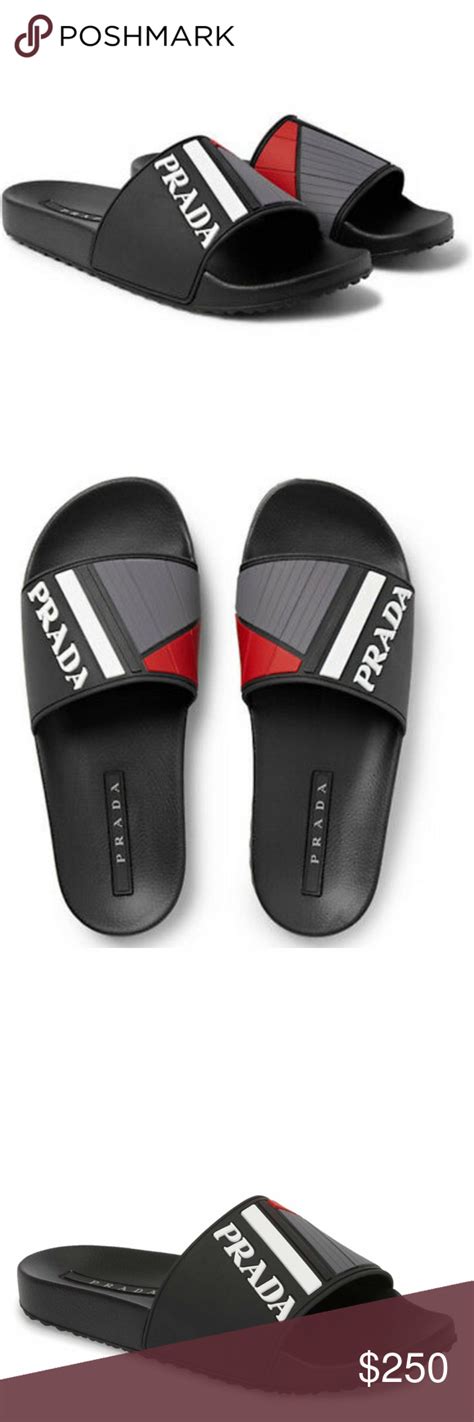 prada flip flops men's|prada men's slide sandals.